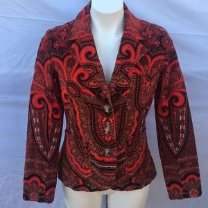 Isaac Mizrahi red paisley jacket. Sz M